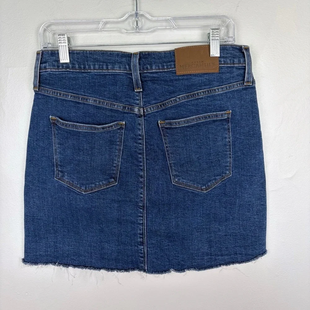 J.Crew Mercantile Denim Mini Skirt Raw Hem Blue Jean Casual Boho Size 4